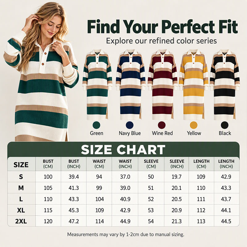 💖Women's Striped Collared Knit Sweater Dress
