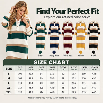 💖Women's Striped Collared Knit Sweater Dress