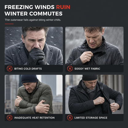 🖤 ❄️ Men's Mid-Length Winter Padded Thickened Business Casual Cotton Coat for Middle-Aged Men