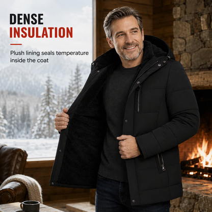 🖤 ❄️ Men's Mid-Length Winter Padded Thickened Business Casual Cotton Coat for Middle-Aged Men