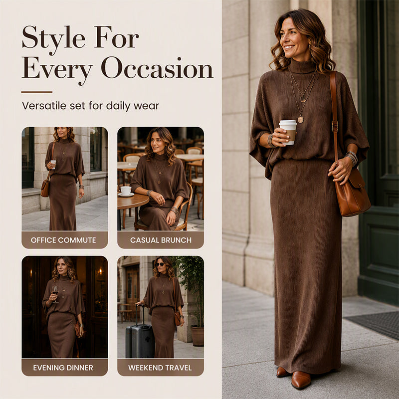 🌸Hot Sale 50% OFF💖Women's Batwing Sleeve Top & Maxi Skirt Set
