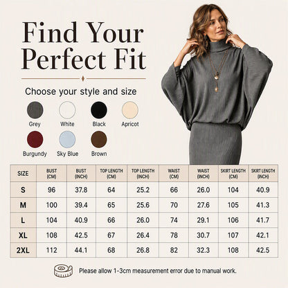🌸Hot Sale 50% OFF💖Women's Batwing Sleeve Top & Maxi Skirt Set