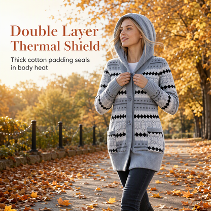 Women's Mid-Length Hooded Knit with Cotton Lining
