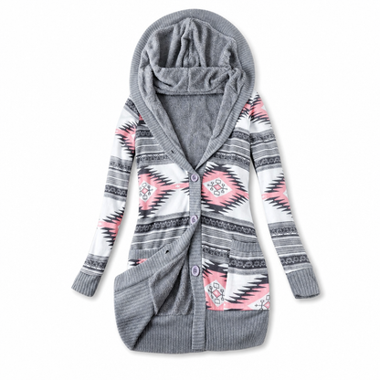 Women's Mid-Length Hooded Knit with Cotton Lining