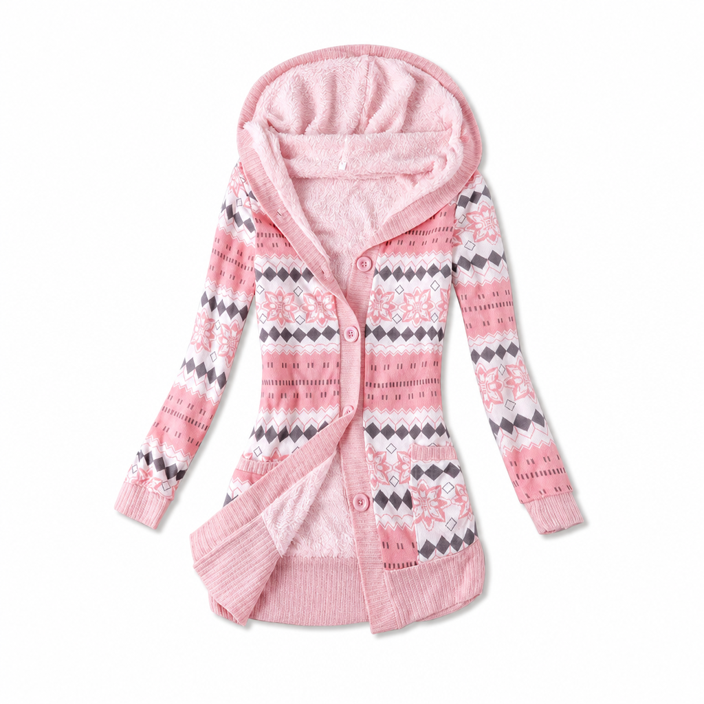 Women's Mid-Length Hooded Knit with Cotton Lining