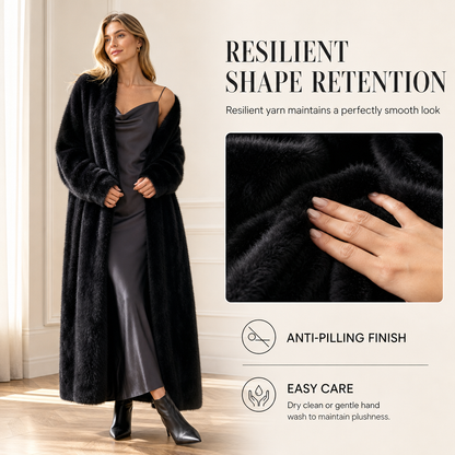 Women's Faux Mink Fleece Long Cardigan Sweater Fluffy Oversized Knit Coat for Autumn and Winter