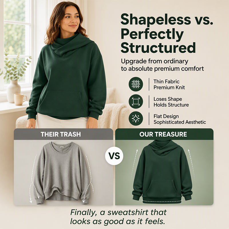 Women's Casual Cowl Neck Hooded Sweatshirt