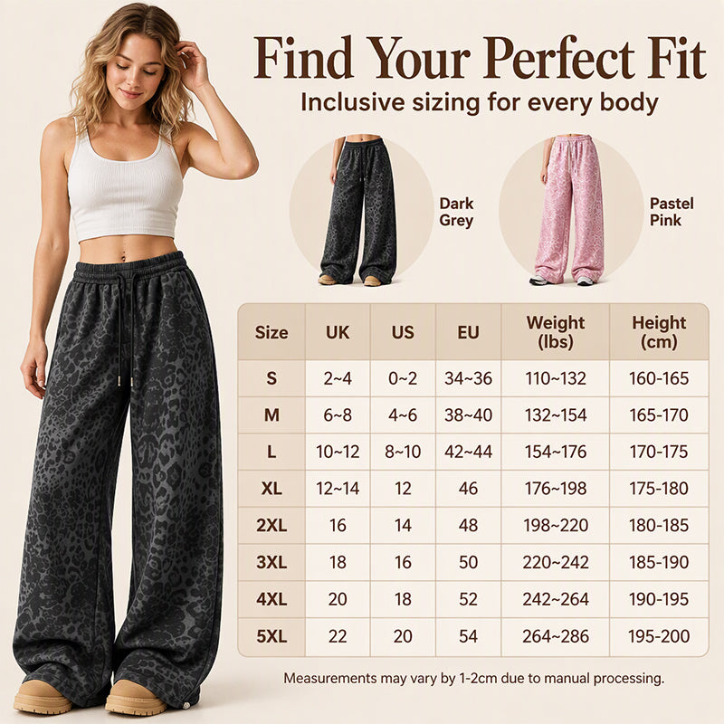 👖Women's Casual Leopard Print Wide Leg Sweatpants