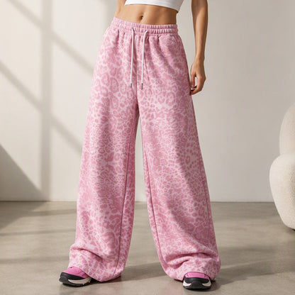 👖Women's Casual Leopard Print Wide Leg Sweatpants