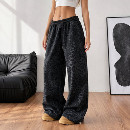 👖Women's Casual Leopard Print Wide Leg Sweatpants