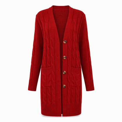 🌸Women's Long Single Breasted Knitted Cardigan Sweater Casual Outerwear Coat for Autumn and Winter