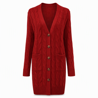 🌸Women's Long Single Breasted Knitted Cardigan Sweater Casual Outerwear Coat for Autumn and Winter