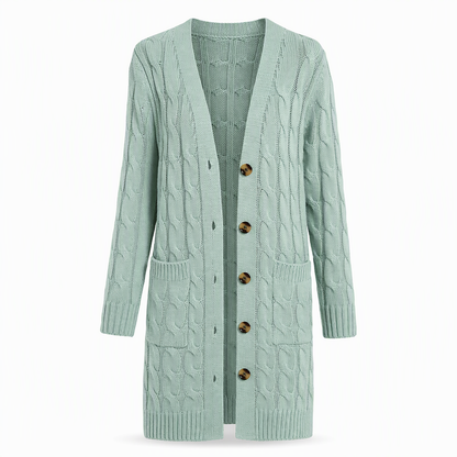 🌸Women's Long Single Breasted Knitted Cardigan Sweater Casual Outerwear Coat for Autumn and Winter