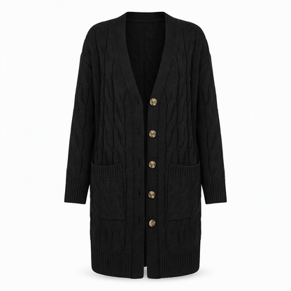 🌸Women's Long Single Breasted Knitted Cardigan Sweater Casual Outerwear Coat for Autumn and Winter