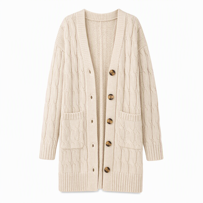🌸Women's Long Single Breasted Knitted Cardigan Sweater Casual Outerwear Coat for Autumn and Winter