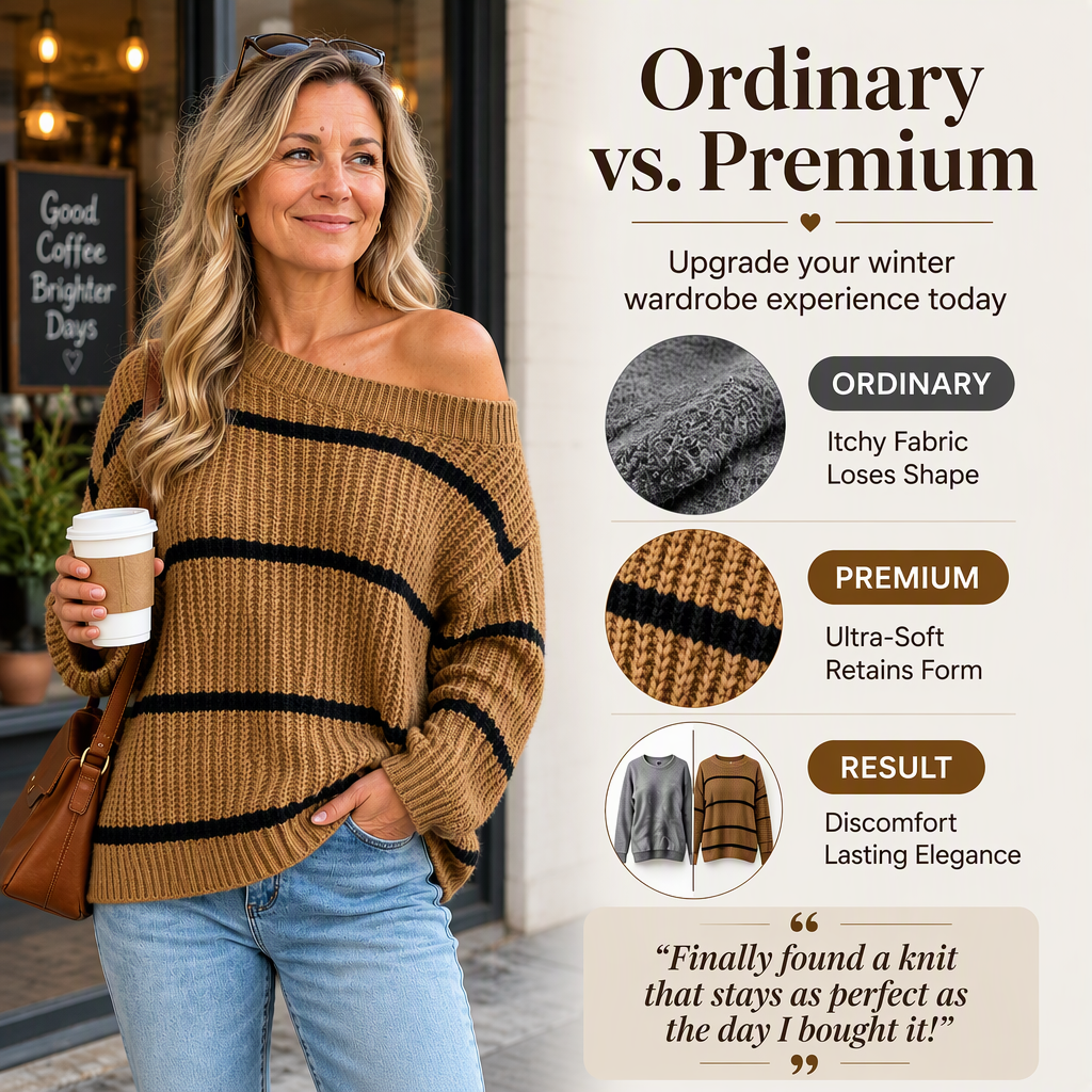 Women's Mock Neck Striped Knit Sweater