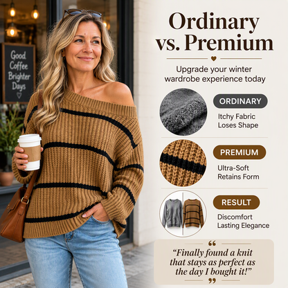 Women's Mock Neck Striped Knit Sweater