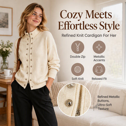 🌸Hot Sale 50% OFF💖Women's Stand Collar Double-Breasted Knit Cardigan
