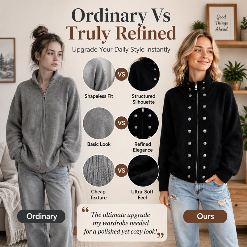 🌸Hot Sale 50% OFF💖Women's Stand Collar Double-Breasted Knit Cardigan