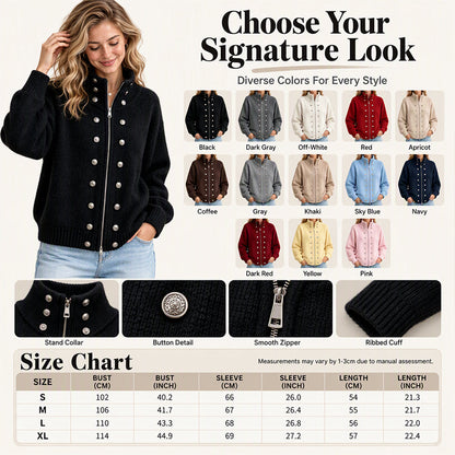 🌸Hot Sale 50% OFF💖Women's Stand Collar Double-Breasted Knit Cardigan