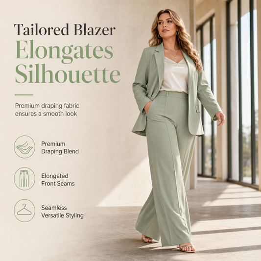 💖Elegant Two-Piece Suit Set with Tailored Blazer and Relaxed Wide-Leg Trousers