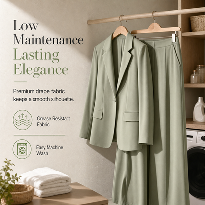💖Elegant Two-Piece Suit Set with Tailored Blazer and Relaxed Wide-Leg Trousers