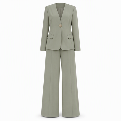 💖Elegant Two-Piece Suit Set with Tailored Blazer and Relaxed Wide-Leg Trousers