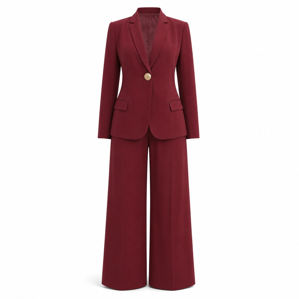 💖Elegant Two-Piece Suit Set with Tailored Blazer and Relaxed Wide-Leg Trousers