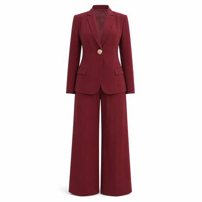 💖Elegant Two-Piece Suit Set with Tailored Blazer and Relaxed Wide-Leg Trousers