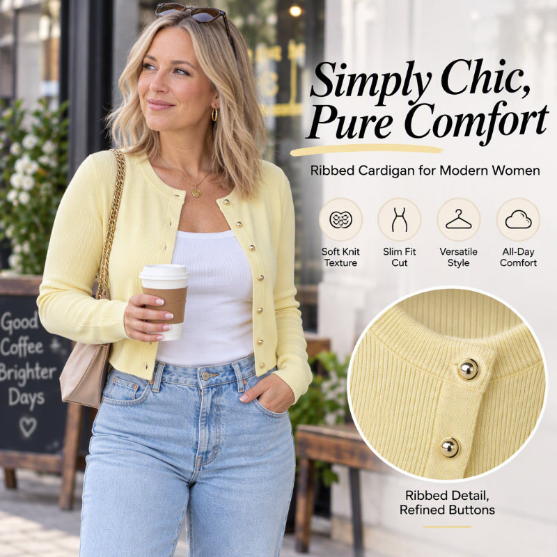 Women's Button-Down Long Sleeve Knit Cardigan