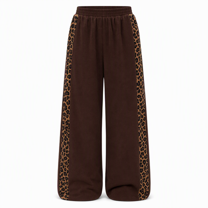 Women's Casual Sports Wide Leg Pants with Elastic Waist and Contrast Color