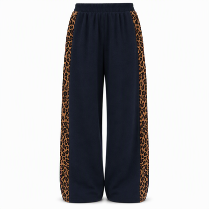 Women's Casual Sports Wide Leg Pants with Elastic Waist and Contrast Color