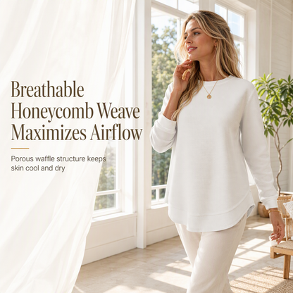 Women's Casual Loose Waffle Knit Top