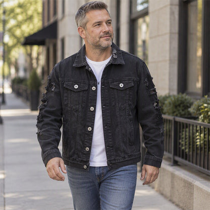 Men's Chic Versatile Distressed Denim Jacket