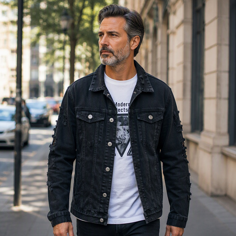 Men's Chic Versatile Distressed Denim Jacket