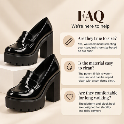 Women's Chunky Heel Platform Loafers