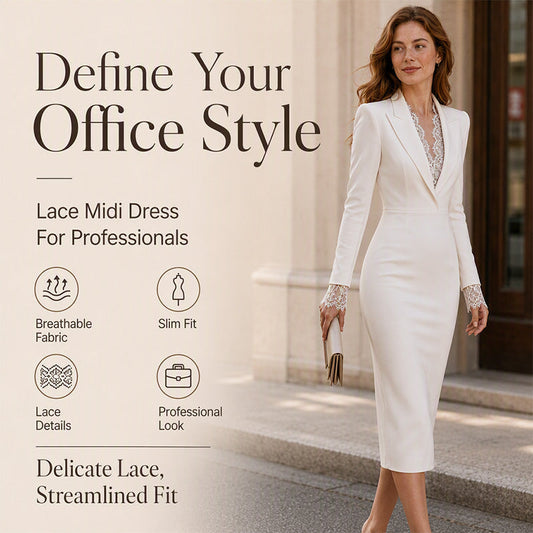 Women's Lapel Lace Spliced Long Sleeve Bodycon Dress