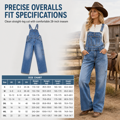 💖50% off!💖 👖Women's Stretchy Denim Overalls Wide Leg Jumpsuit with Adjustable Straps