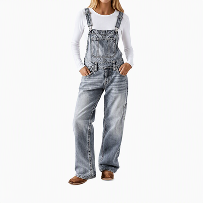 💖50% off!💖 👖Women's Stretchy Denim Overalls Wide Leg Jumpsuit with Adjustable Straps