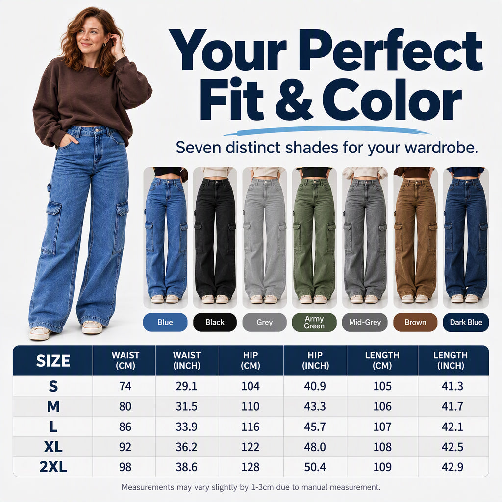 Women's High-Waisted Stretch Denim Cargo Pants