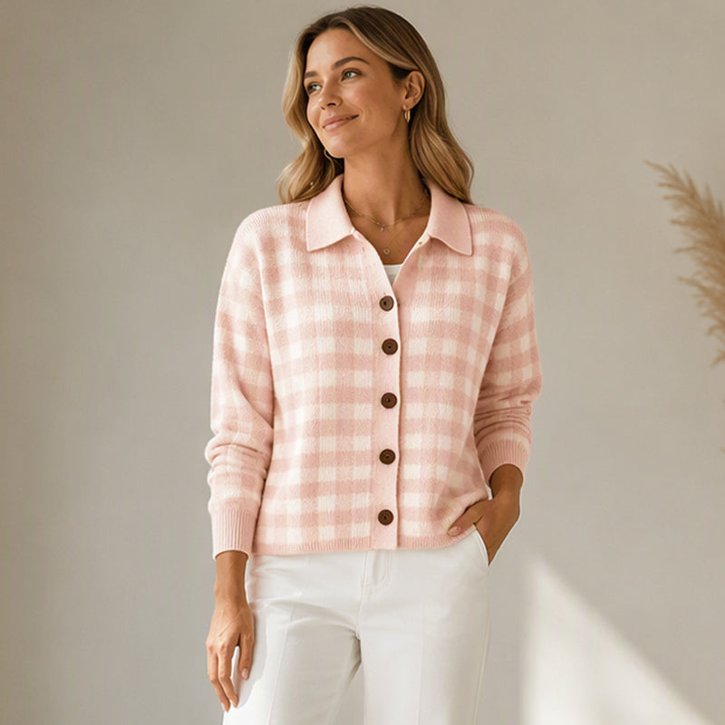 Women's Plaid Button-Down Knit Sweater