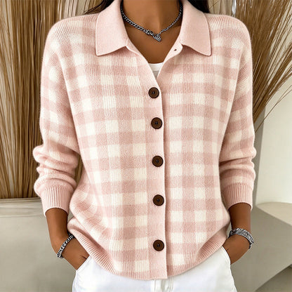 Women's Plaid Button-Down Knit Sweater