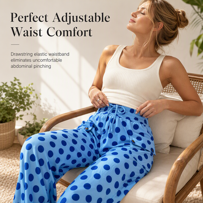 Women's Casual Polka Dot Print Wide Leg Pants