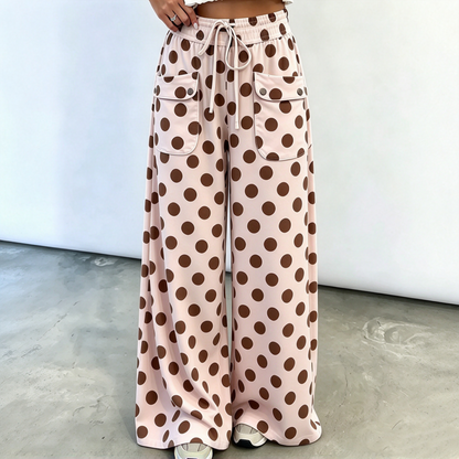Women's Casual Polka Dot Print Wide Leg Pants