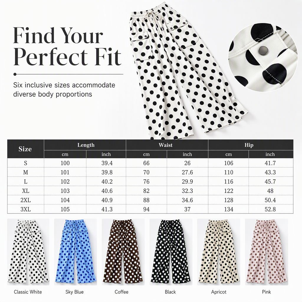 Women's Casual Polka Dot Print Wide Leg Pants