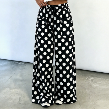 Women's Casual Polka Dot Print Wide Leg Pants