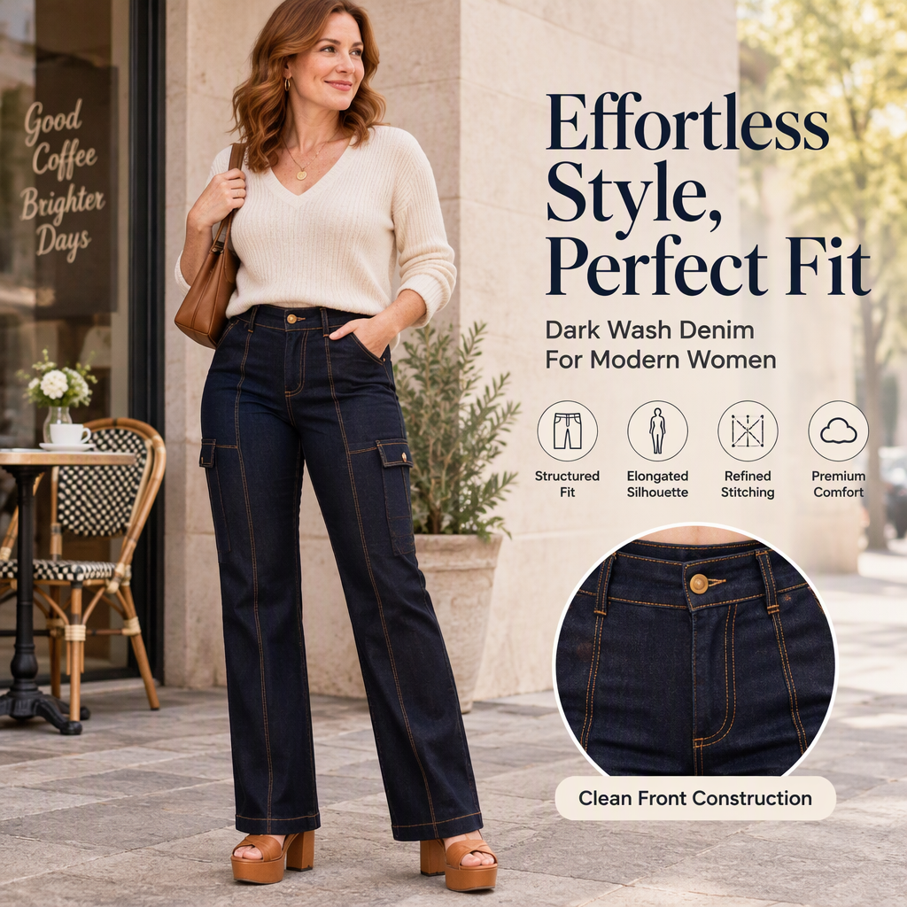 🖤Women's High Waisted Contrast Stitching Wide-Leg Jeans
