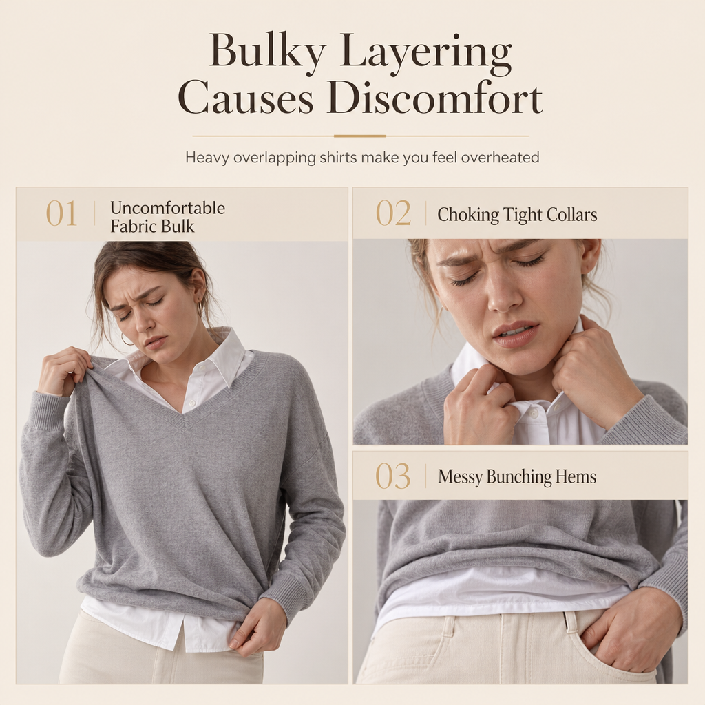 Casual Mock Two Piece V Neck Knit Sweater with Button Details