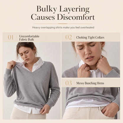 Casual Mock Two Piece V Neck Knit Sweater with Button Details