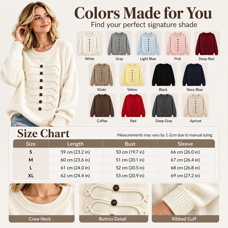 Women's Elegant Crew Neck Braided Sweater